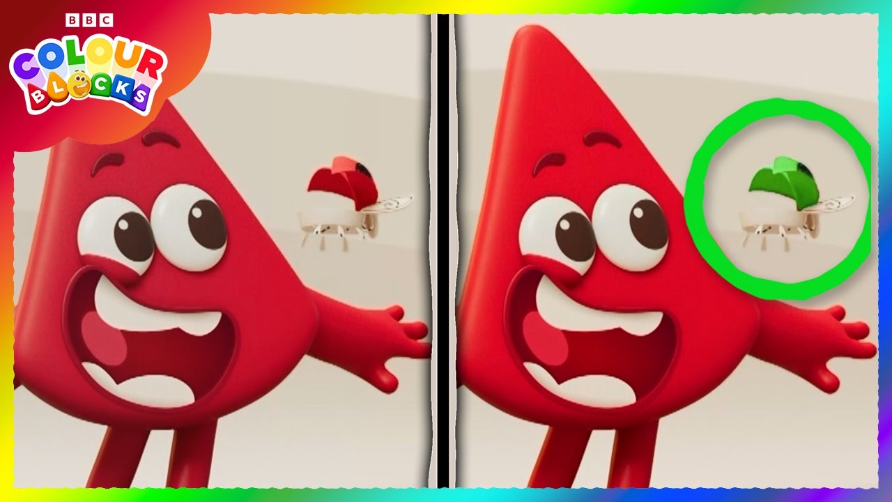 Spot the difference! Green and Red  |  Colour Game! | Kids Learn Colours | @Colourblocks