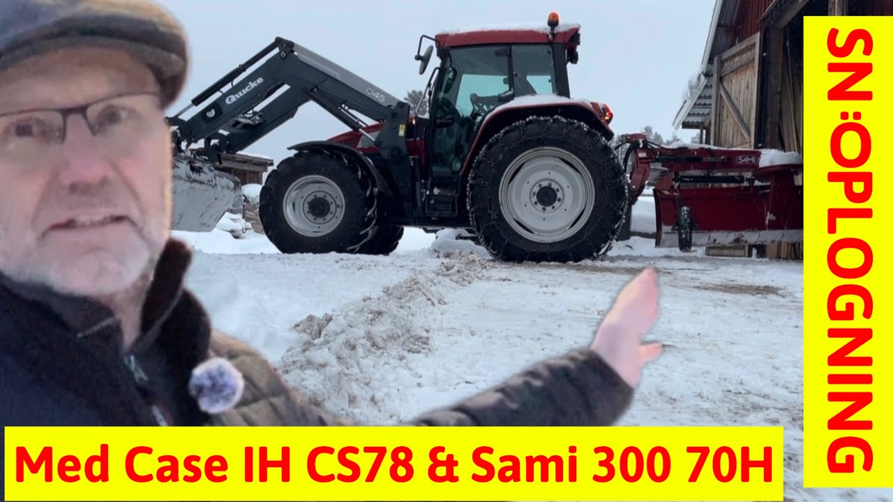 Årets första snöröjning med CASE IH CS78 och SAMI 300 70H med missöde under förberedelsen