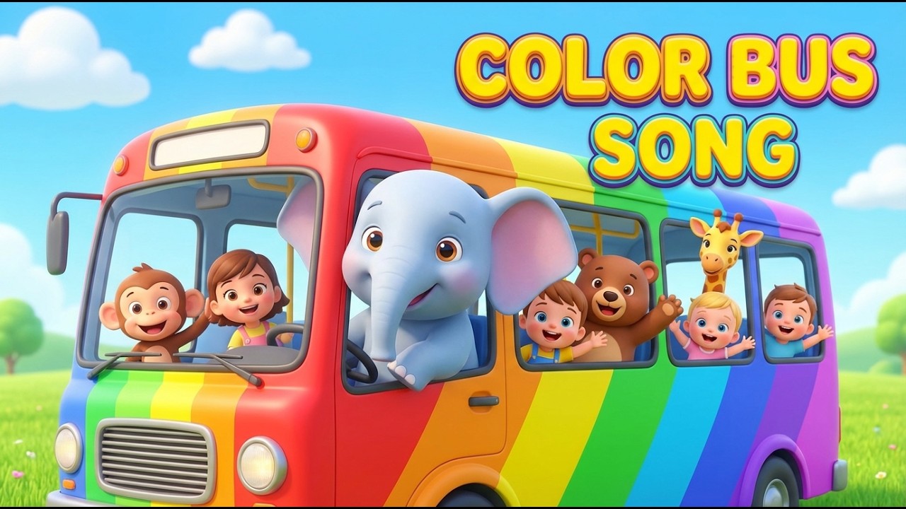 Wheels On The Bus – Color Bus Song | Kids Sing Along with Eli Elephant 🐘 | Eli Elephant Nursery