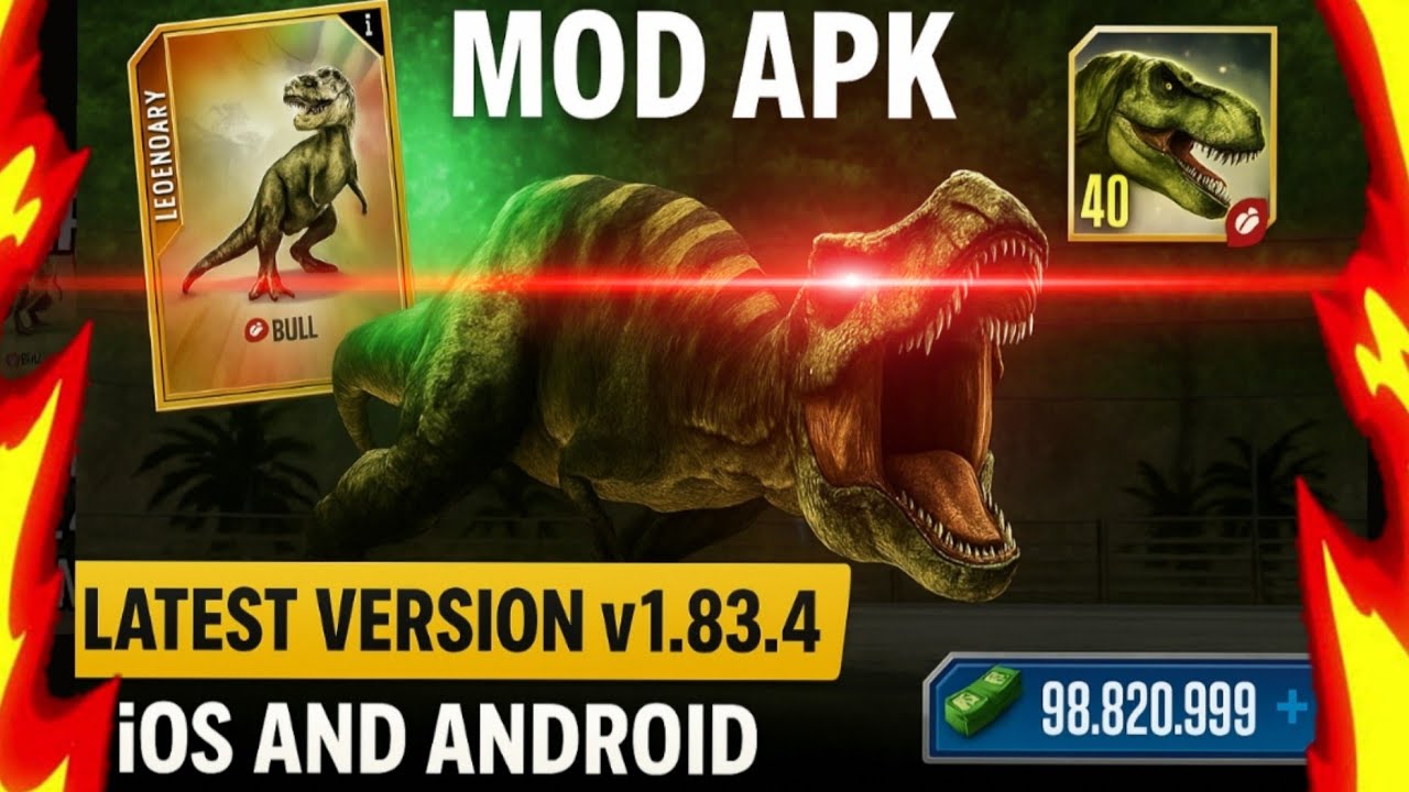 JURASSIC WORLD THE GAME MOD APK V.1.83.4 LATEST VERSION UNLIMITED RESOURCES IOS & ANDROID 2025