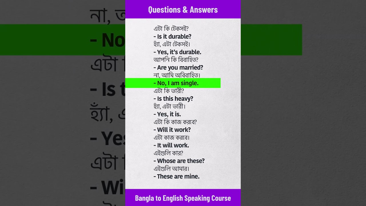Most Common Questions & Answers in Spoken English