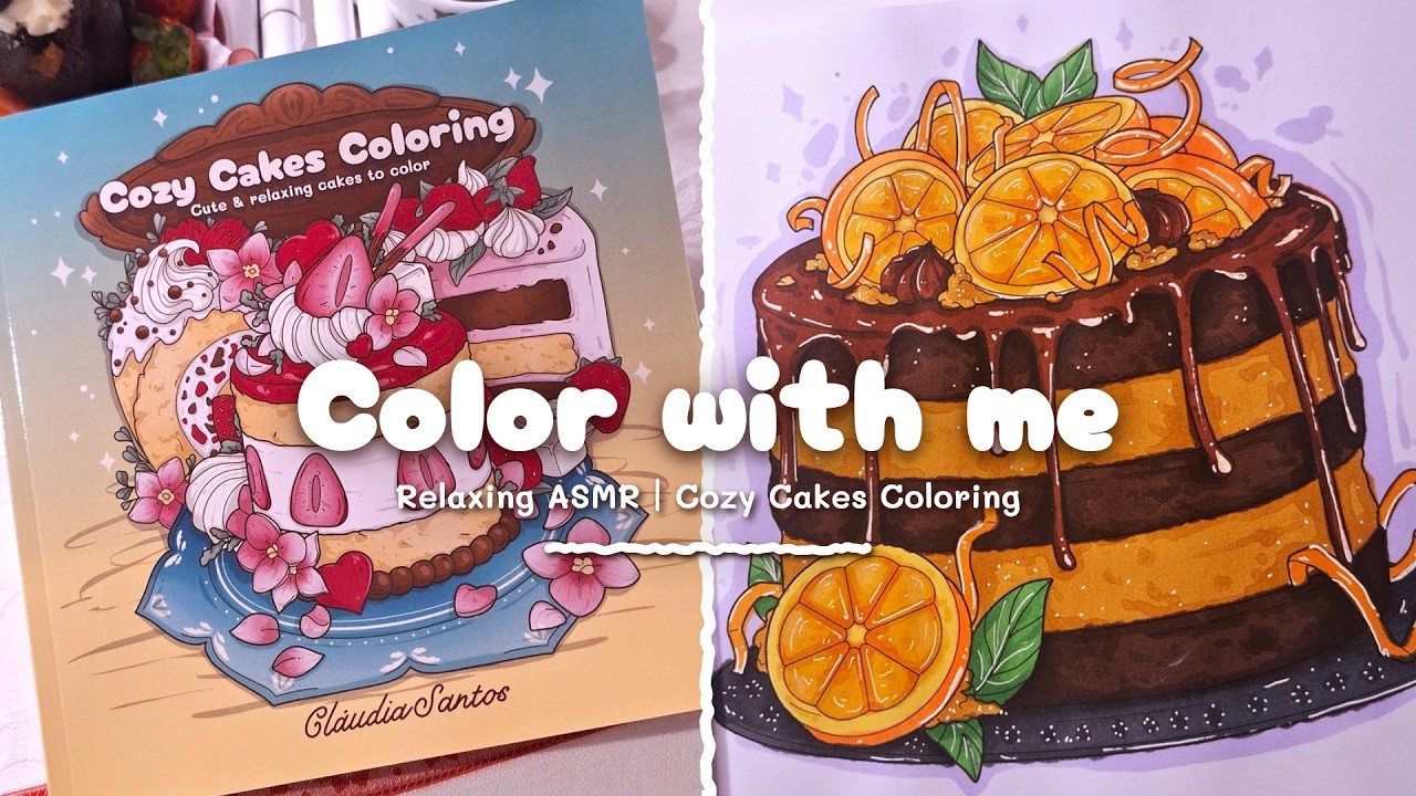 Color With Me (ASMR) | Orange Chocolate Cake 🍰 Coloring with Alcohol Markers | Cozy Cakes Coloring