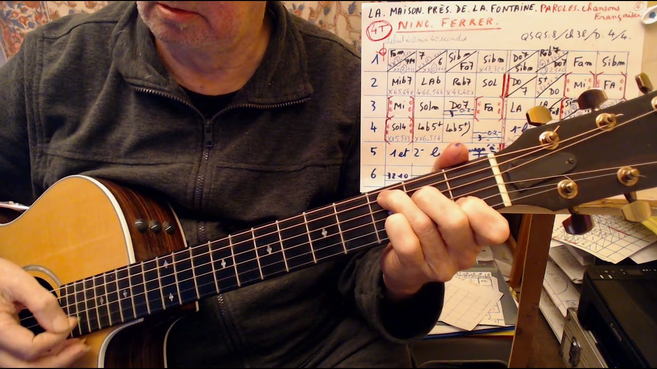 LA MAISON PRES DE LA FONTAINE DE NINO FERRER  //  ACCORDS GUITARE / QSQS 8 / CH 38 / D 4/4 .