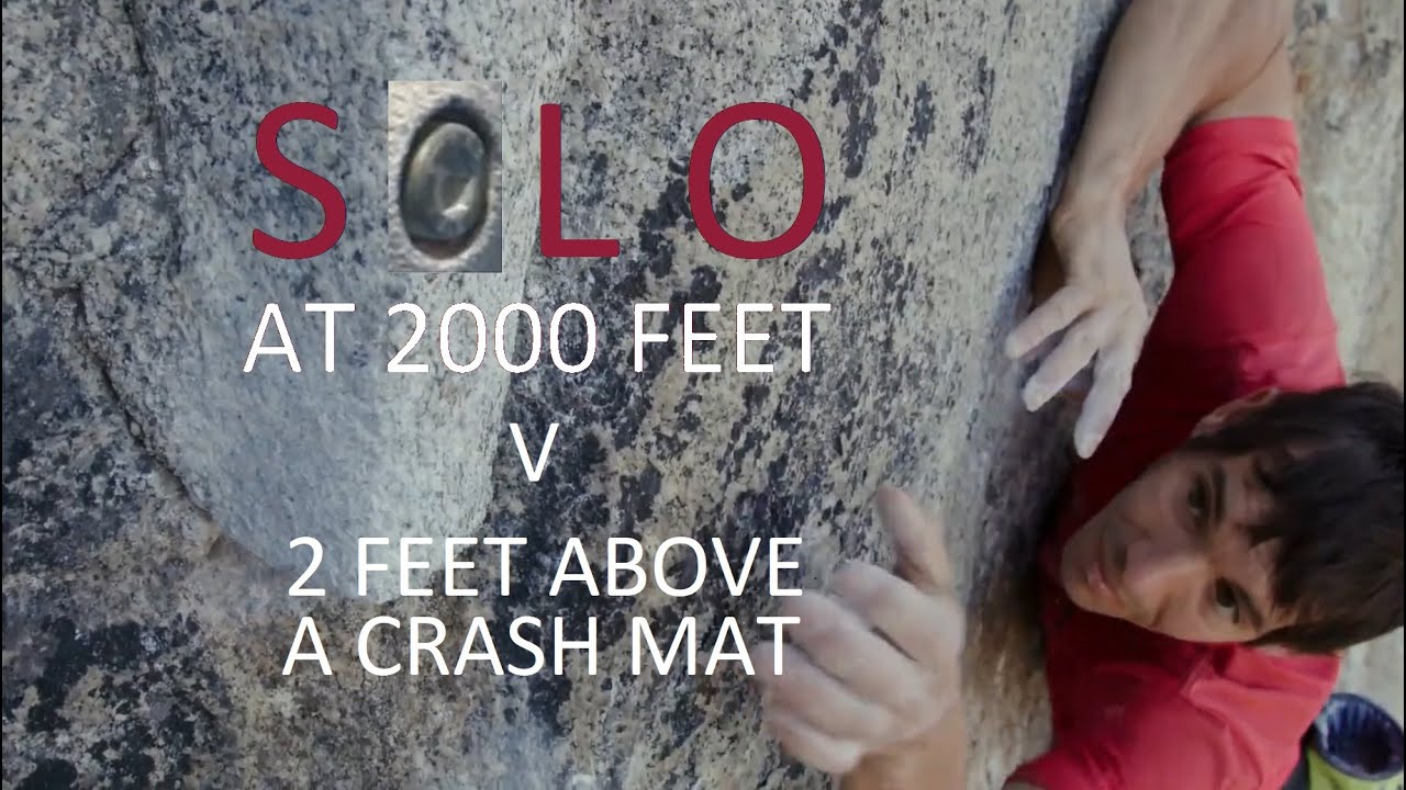 Alex Honnold soloing Freerider Boulder Problem - Rock & Plastic Split Screen