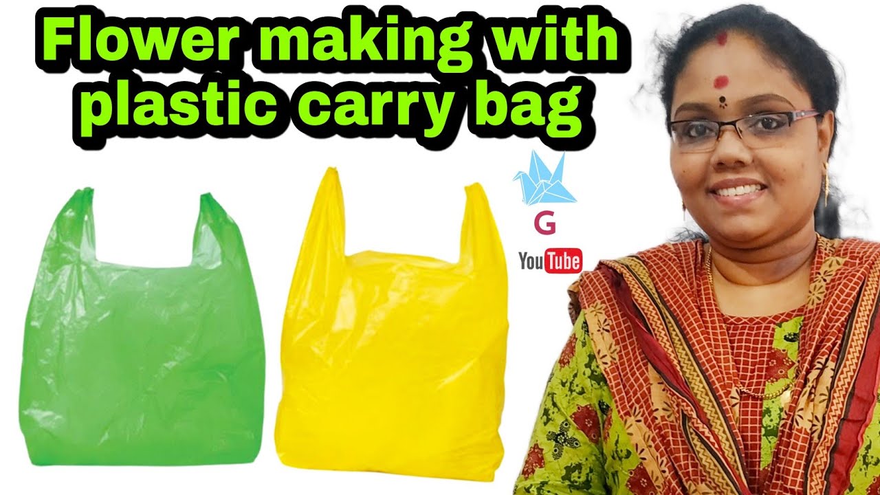 Flower making with plastic carry bag/Best out of waste/Carry bag reuse idea@GcraftsGworld