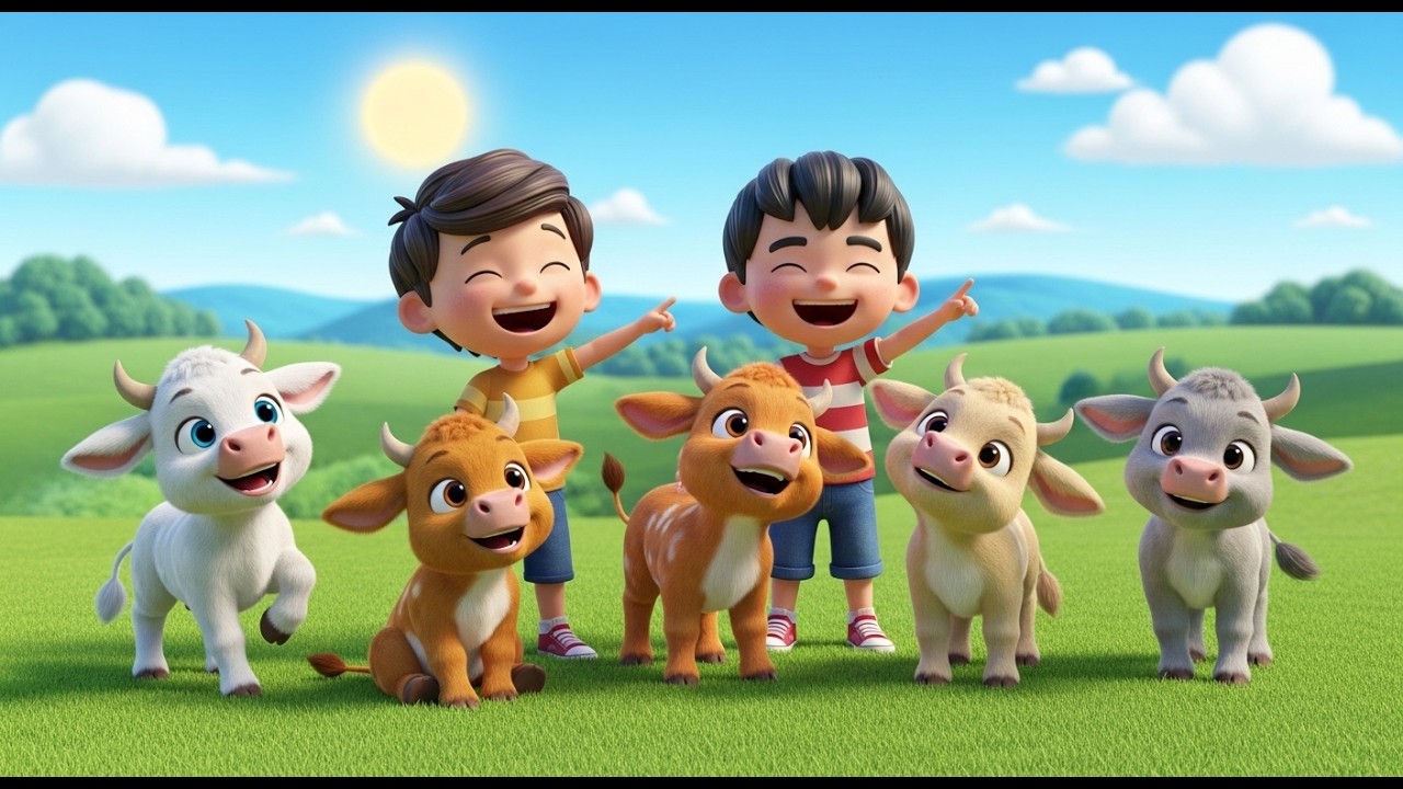 Five Little Calf Pals Moo Moo Moo | Adorable Cow Song & Counting Rhyme