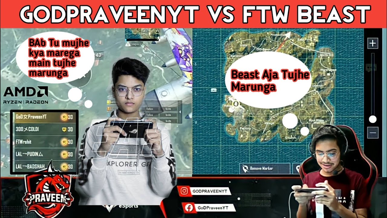GoDPraveenYT Vs FTW Beast || God Tushar OP On Fire FTW Beast ❤️🥰 GodLNOXOP