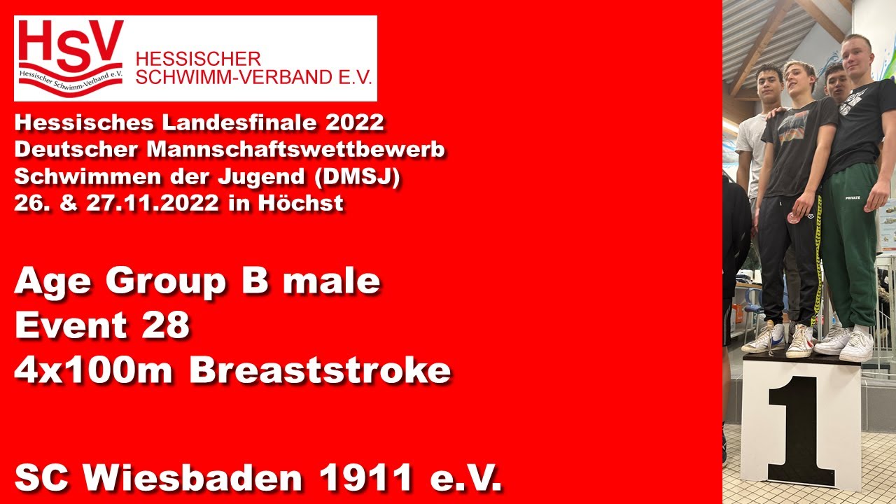 DMSJ Hessen Final  2022: Event 28 Age Group B male 4x100m Backstroke
