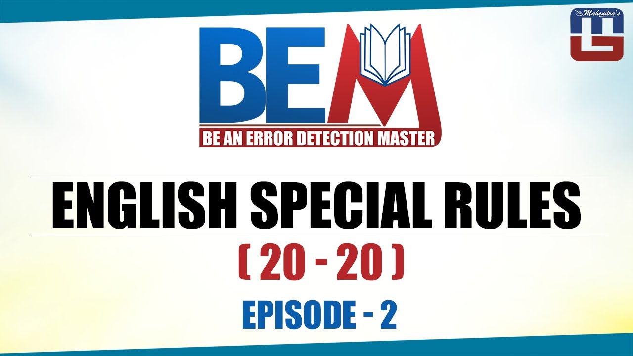 ENGLISH SPECIAL RULES | EPISODE 2 | BEM | ENGLISH | BANK & SSC SPECIAL