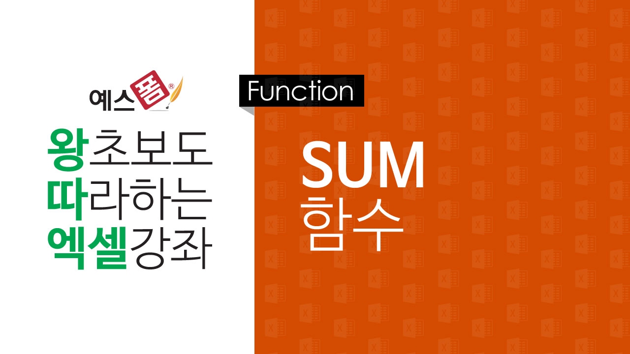 [예스폼 엑셀강좌] 왕따엑셀 함수 / 01. SUM 함수