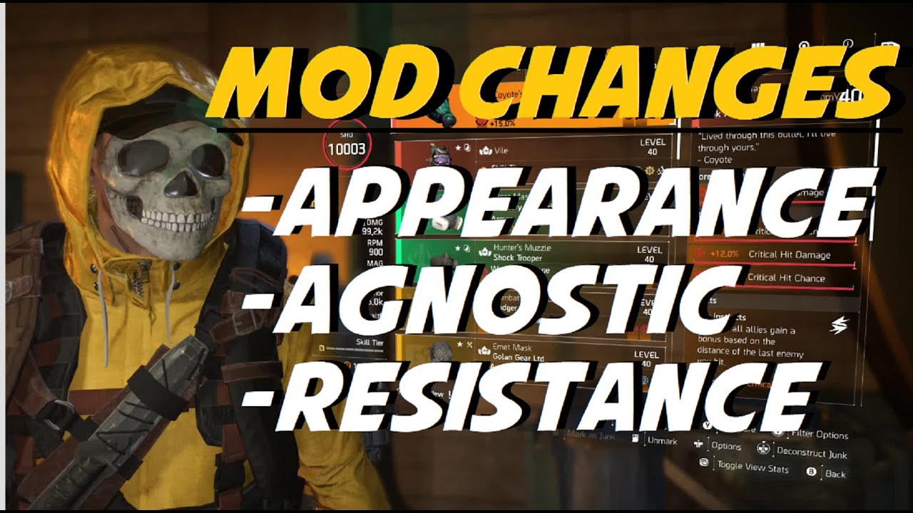 All Mod Changes in TU11 | Appearance, Agnostic, & Resistance Mods | The Division 2: TU11 (PTS)