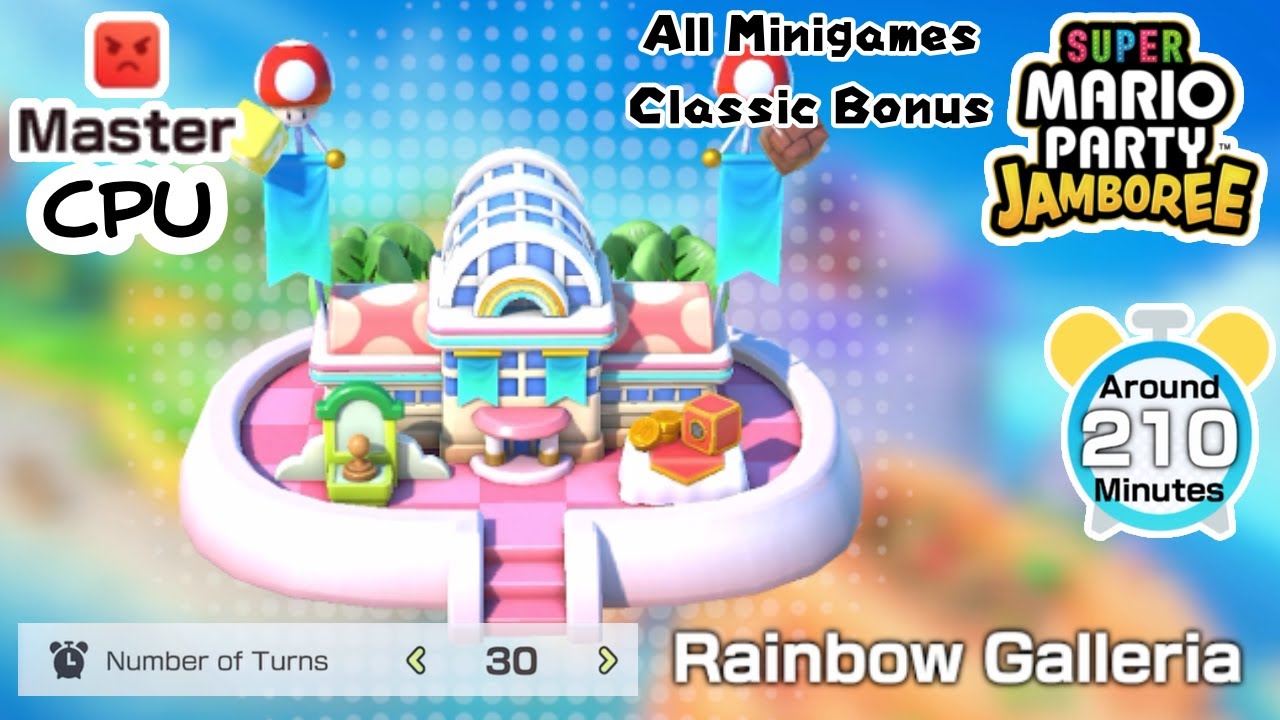 Winning 30 Turns VS Master CPU On Rainbow Galleria (Super Mario Party Jamboree) [No Commentary]