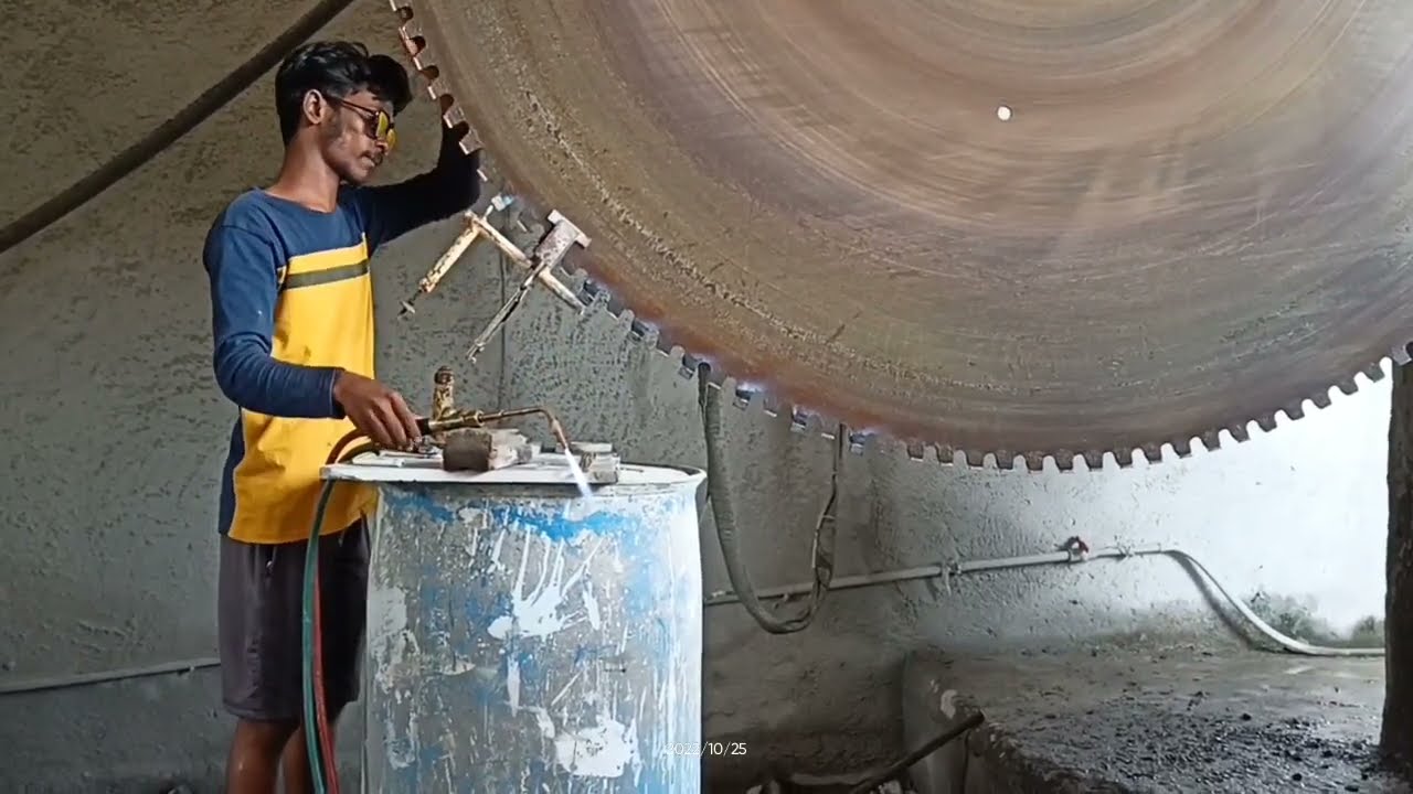 Granite single cutting blade brazing work || Brazer Naveen || martur #LALITHA BRAZING WORKS