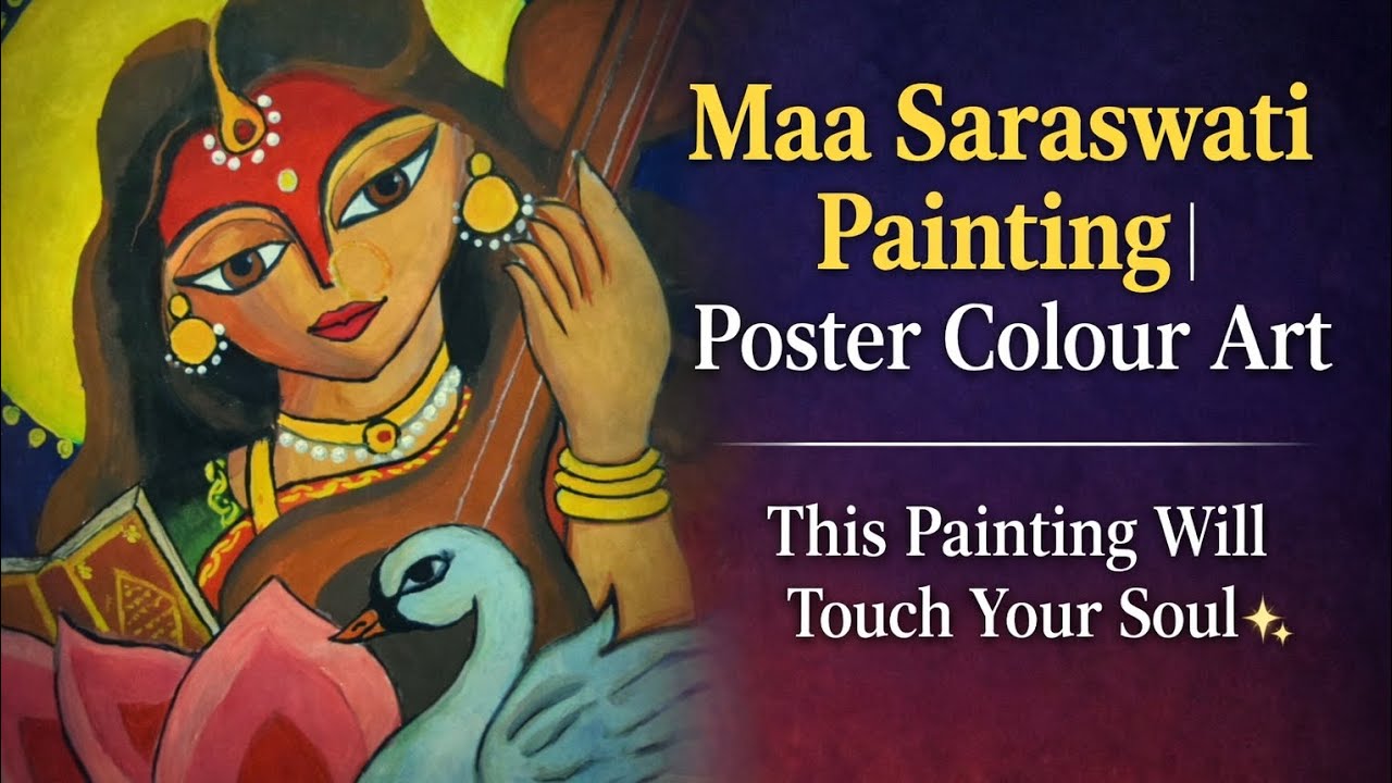 ✨Maa Saraswati Painting | Poster Colour Art That Touches Your Soul✨#drawing #creative #art #painting