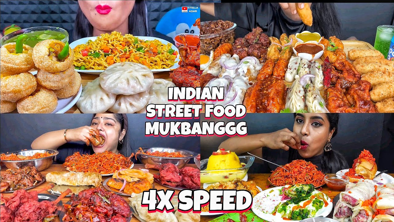 EATING CHICKEN SCHEZWAN FRIED RICE DIFFERENT TYPES OF MOMOS MASALA PAV BHAJI EATING SHOW 