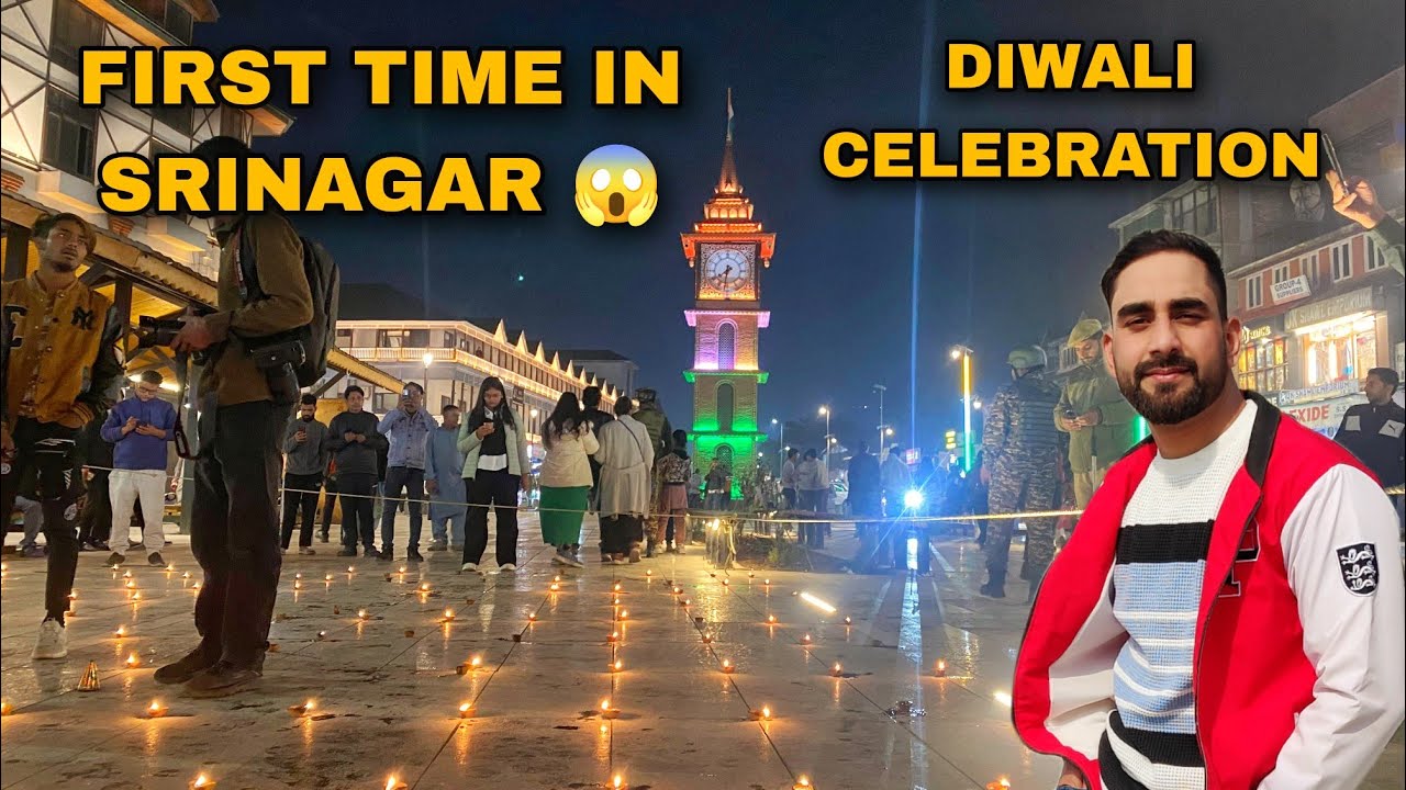 DIWALI CELEBRATION FIRST TIME IN SRINAGAR SMART CITY LALCHOWK GHANTAGHAR