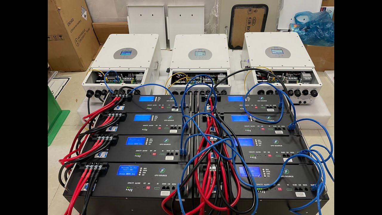 Đấu song song 3 inverter DEYE 12KW 3 pha với 8 battery UFO