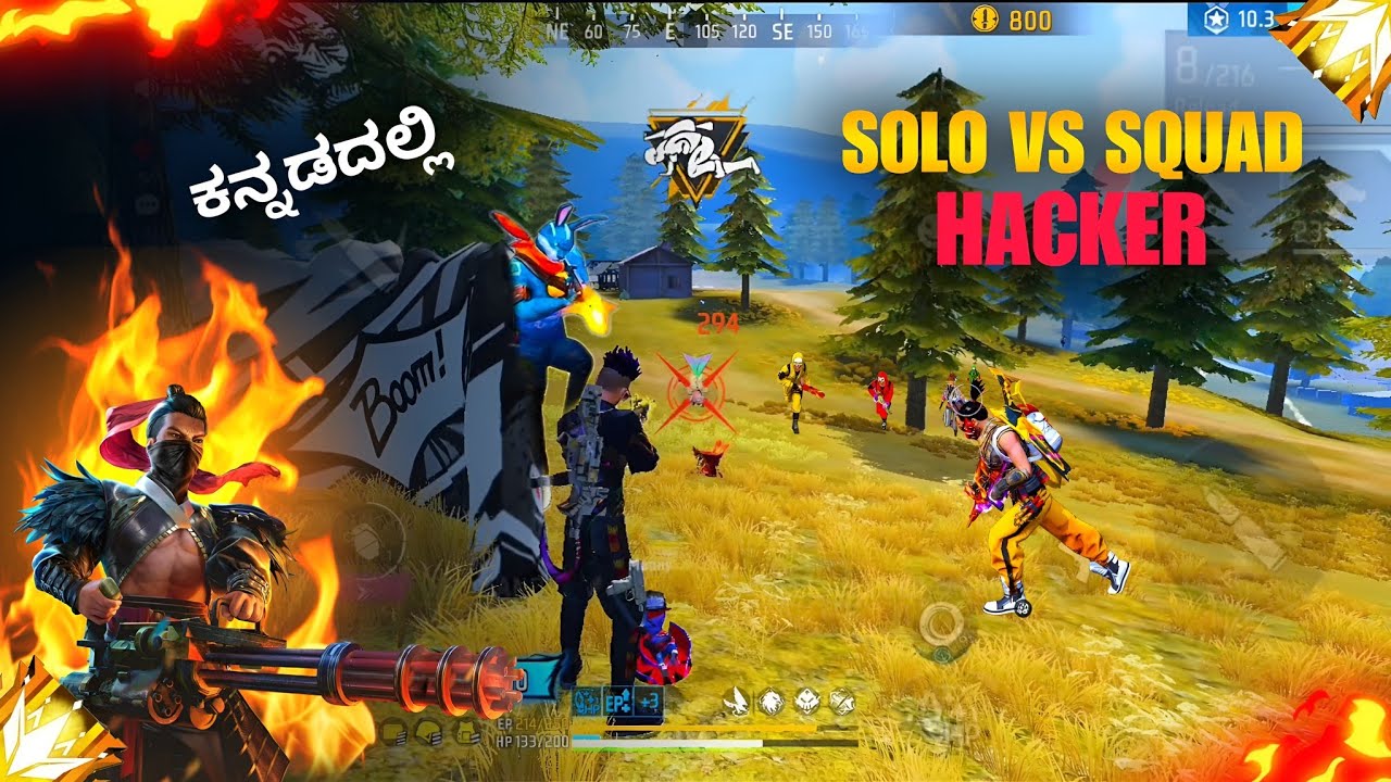 Solo Vs Squad Hacker 🤯 Free Fire Kannada || #freefire #kannada #garenafreefire #thedd #volter 
