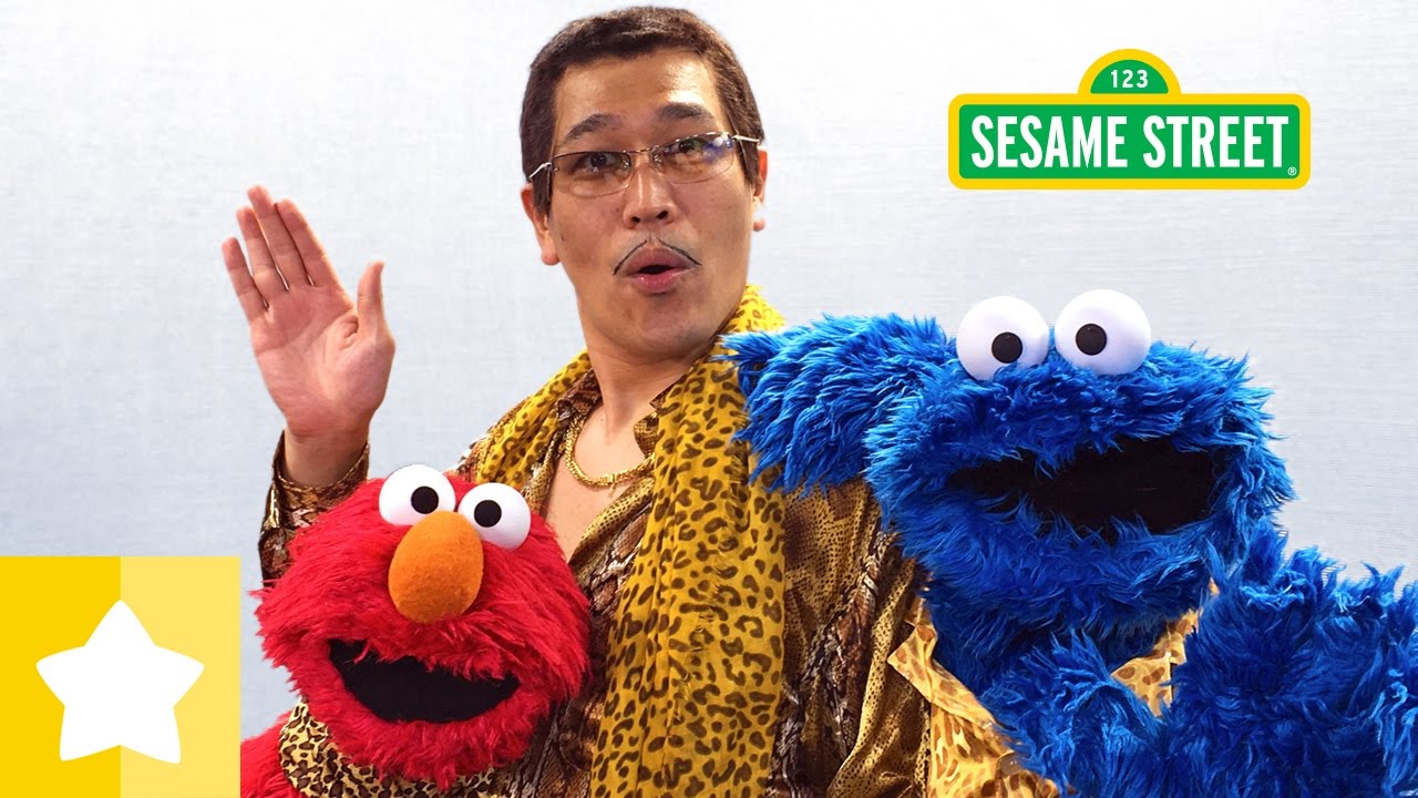 セサミストリート：ピコ太郎、エルモとクッキーモンスターの CBCC （Cookie-Butter-Choco-Cookie)