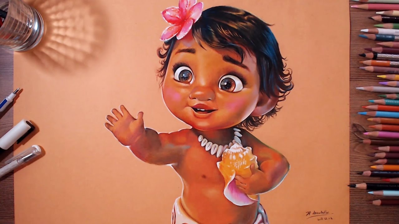 Baby Moana - speed drawing | drawholic