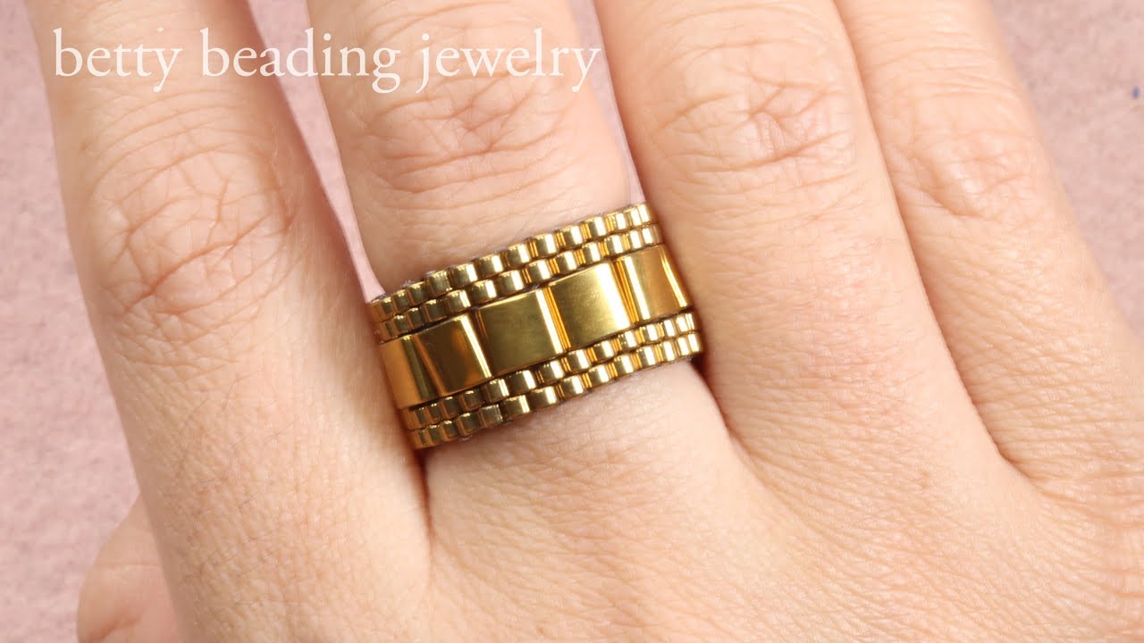 Easy and elegant beaded ring with Tila beads and delica .beading tutuorial