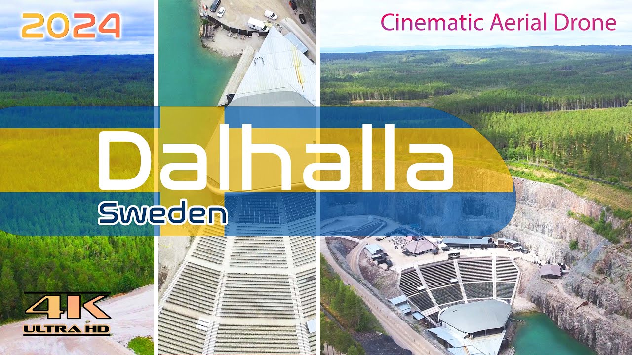 Dalhalla From Above - Quarry Amphitheater - Sweden - 4K Aerial - July 2024