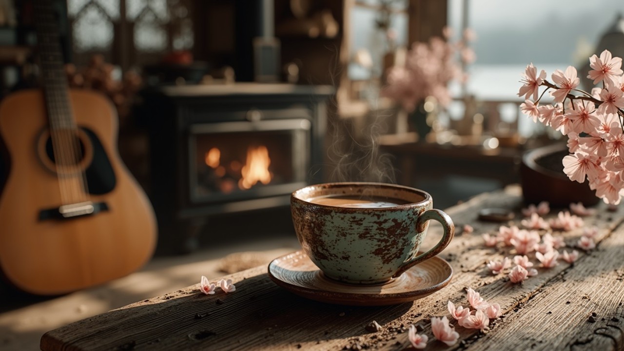 Утренний Джаз-Гитара Инструментал ☕ Уютная Атмосфера Кафе и Расслабляющие Акустические Мелодии