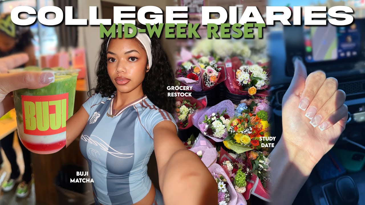 COLLEGE DIARIES: Mid-week reset|matcha, grocery shopping, cleaning, study date, +more|TARYN NEVAEH
