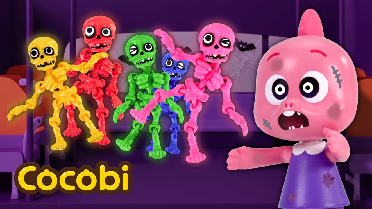 Lima Tengkorak di Bus🚌🎃 | Lagu Anak | Halloween Song for Kids | Cocobi