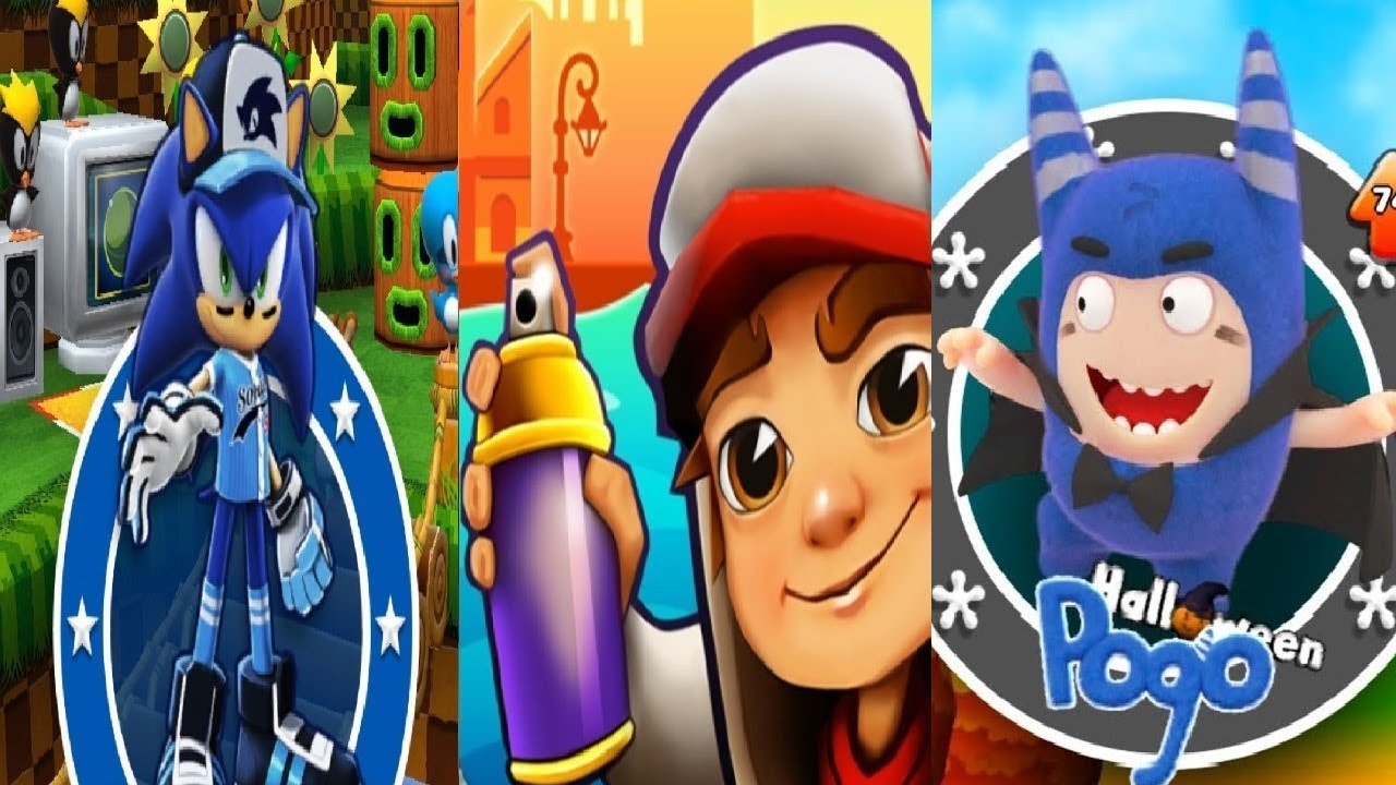 SONIC DASH SLUGGER SONIC  VS Oddbods Turbo Run Halloween PoGo VS Subway Surfers  Gameplay HD