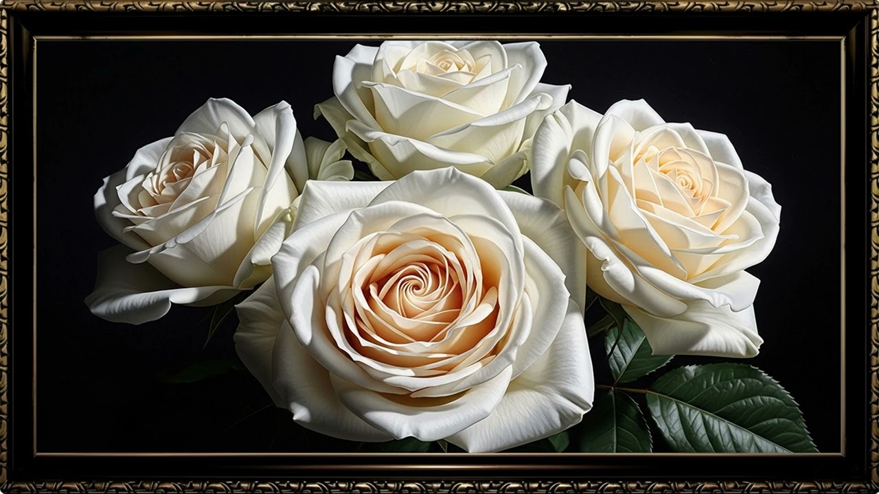 Dramatic White Rose Masterpiece 4K | Museum-Style Floral Wall Presentation