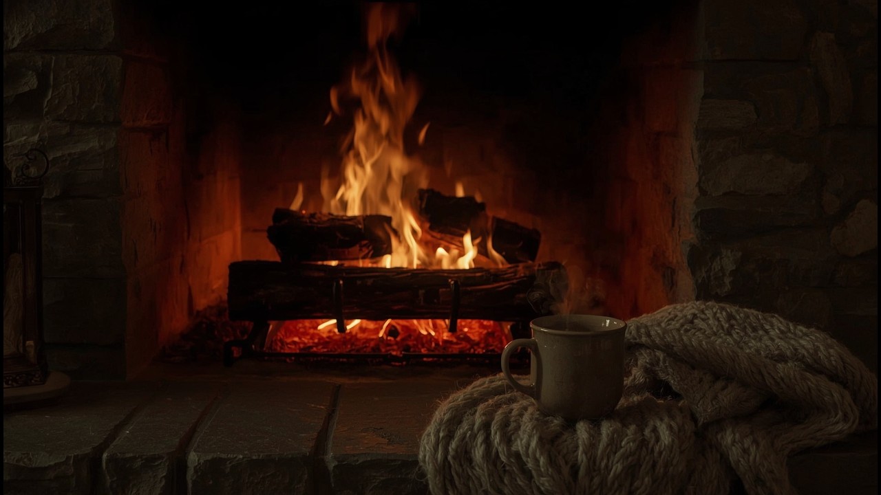 Cozy Fireplace 4K - Crackling Fire Sounds for Sleep & Relaxation (Dark Screen)