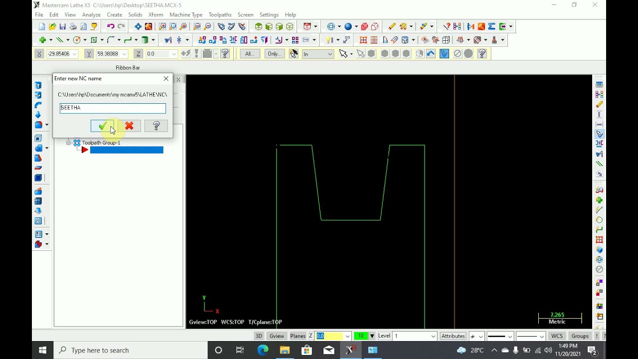 v grooving programe in mastercam explain in  tamil
