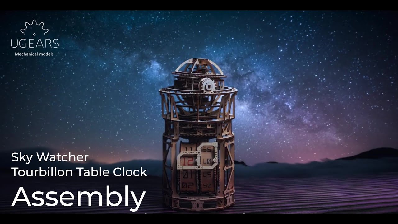 Ugears Sky Watcher Tourbillon Table Clock Assembly Video | English Subtitles