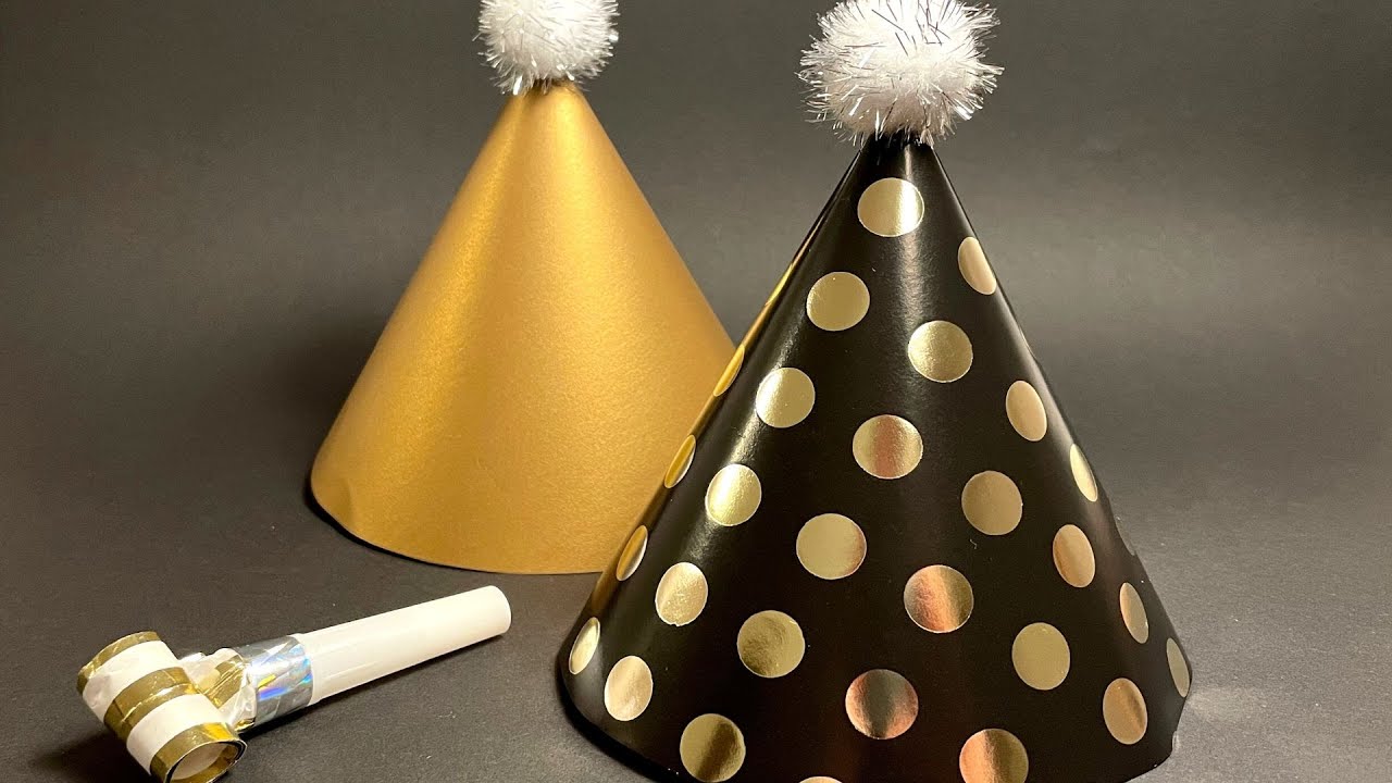 How To Make Party Hats Out Of Paper | 5 Minute Easy New Year's Eve Party Hat New Year Birthday Party