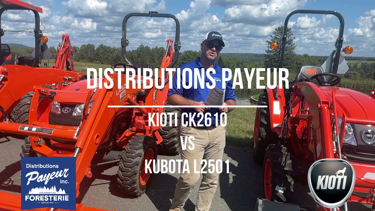 Distributions Payeur comparaison Kioti serie CK10 vs Kubota L2501