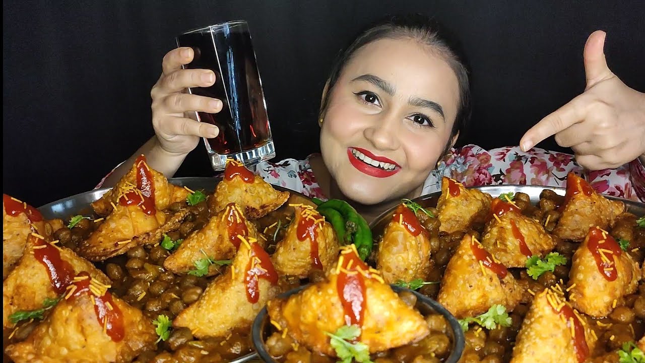 Real Mukbang!!!😉 Cook And Eat With Me😋 Spicy Chole Samose🔥ll Mukbang +ASMR🤤😋
