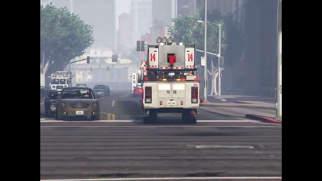 GTA 5 - FDNY Tower Ladder 14 responding
