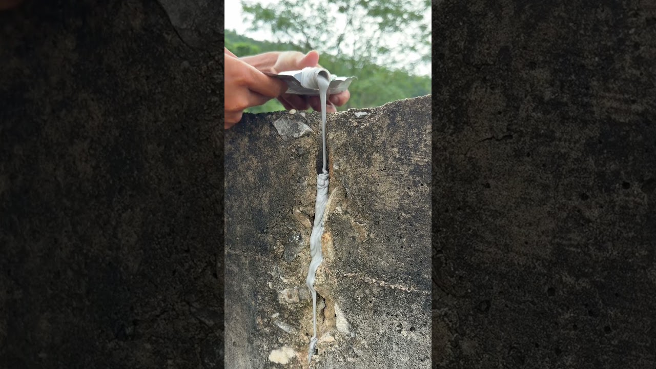 This is how I&rsquo;m handling small cracks around the house. #CrackRepair #DIYTok #ConcreteRepair #Hom...