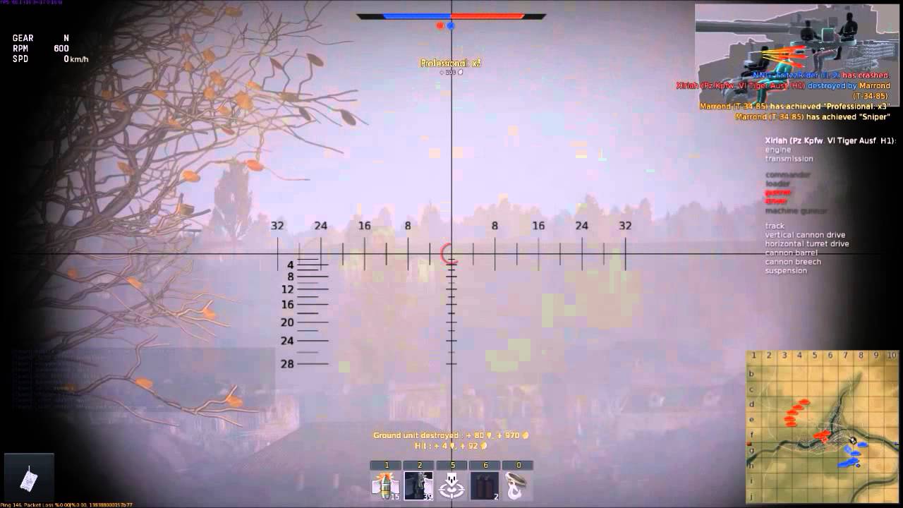 War Thunder: T34-85(ZiS) APCR vs Tiger I(H) at 1000m