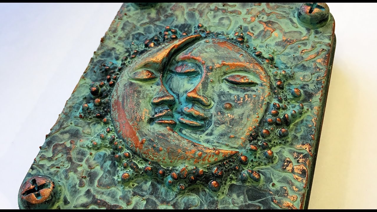 Sun and Moon, altered tin with patina effect - process video