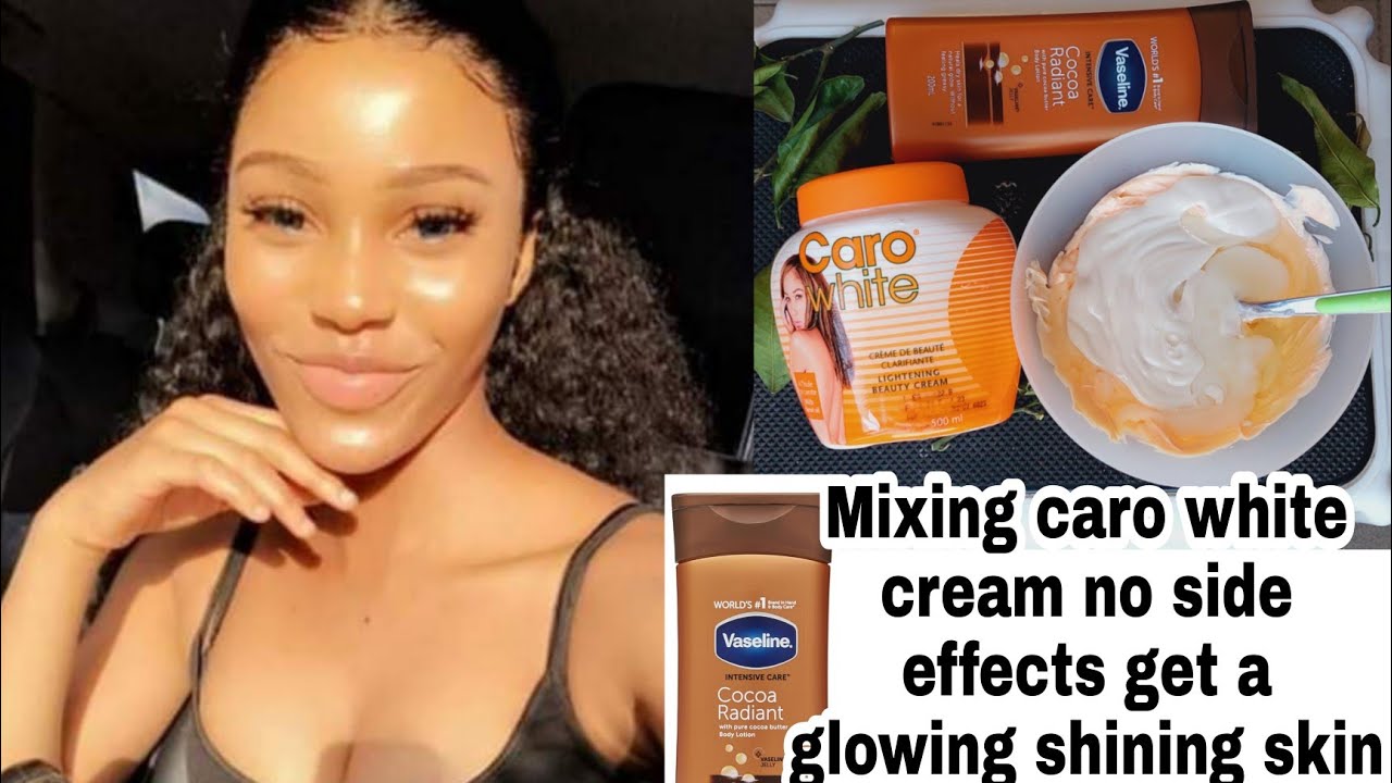 Mixing caro white & vaseline intensive care lotion for a brighter & shining skin tone