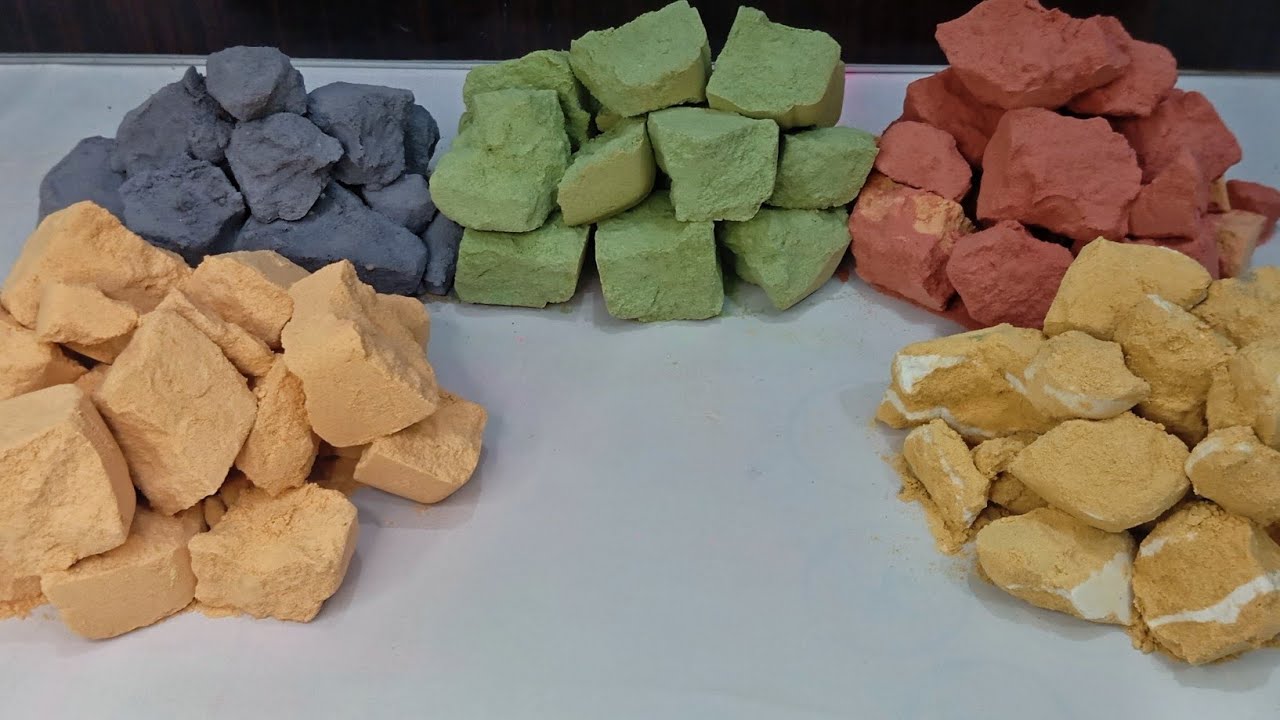Colourful chunks baking soda cursh | baking soda Asmr | Rainbow 🌈 5 colours