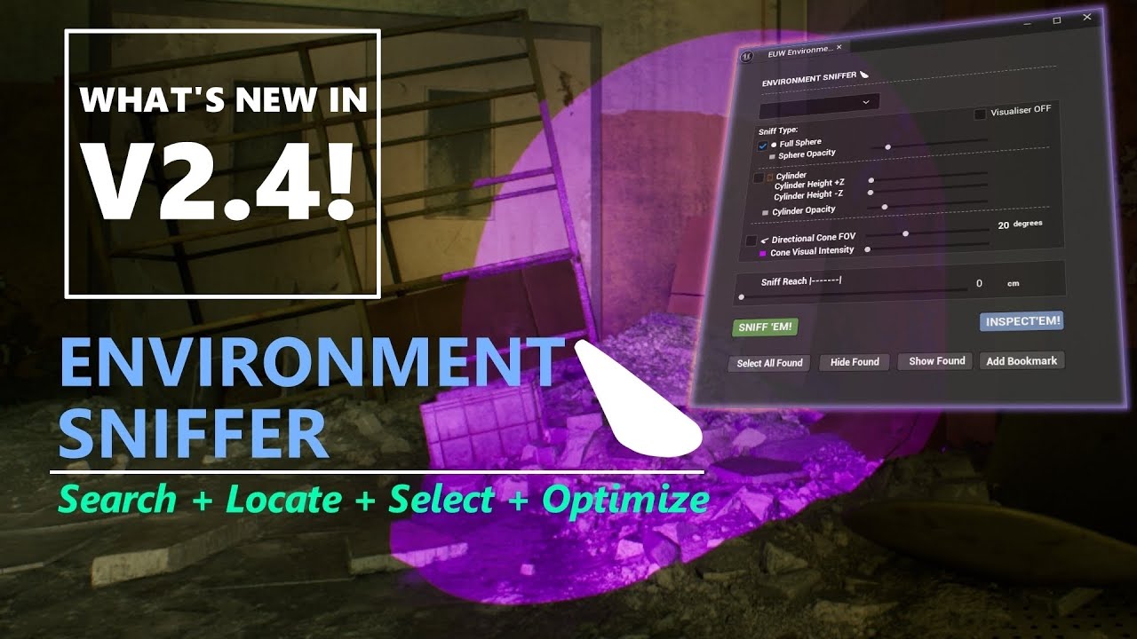 Unreal Engine Sniffer V2.4: Real time Visualizer, New Cylinder Search, & All Lights class search