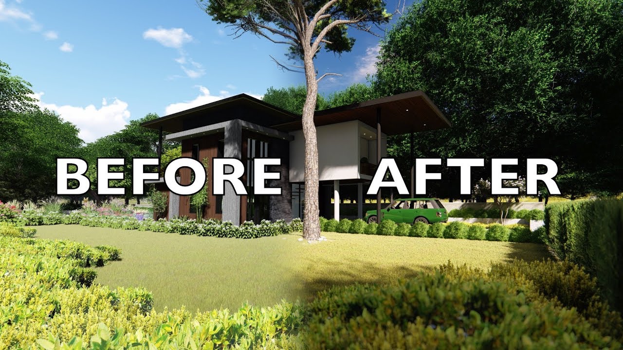 Lumion 8 BEFORE/AFTER Render Tutorial Modern House #1