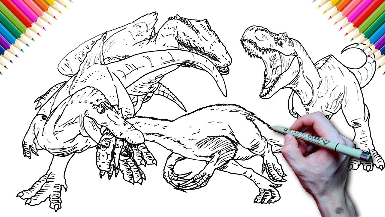 4 Kings of the Mesozoic!!! How to Draw dinosaurs battle | Fan Art