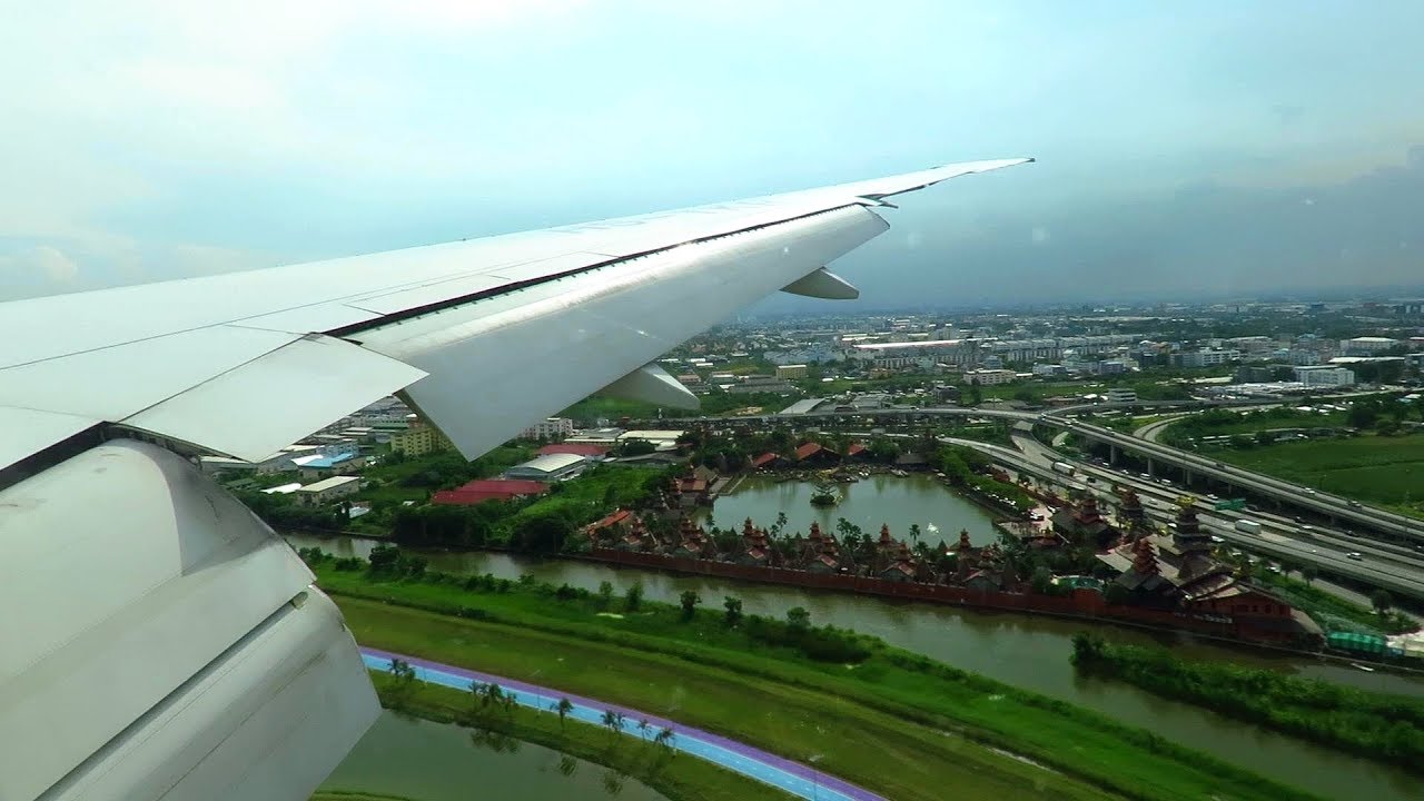 Thai Airways Boeing 777-300ER SCENIC Approach and Landing at Bangkok Suvarnabhumi Airport!