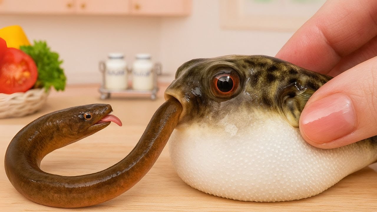 3000+ Japanese Cooking Idea - Delicious Miniature Puffer Fish for Seafood Lover | Mini Kitchen