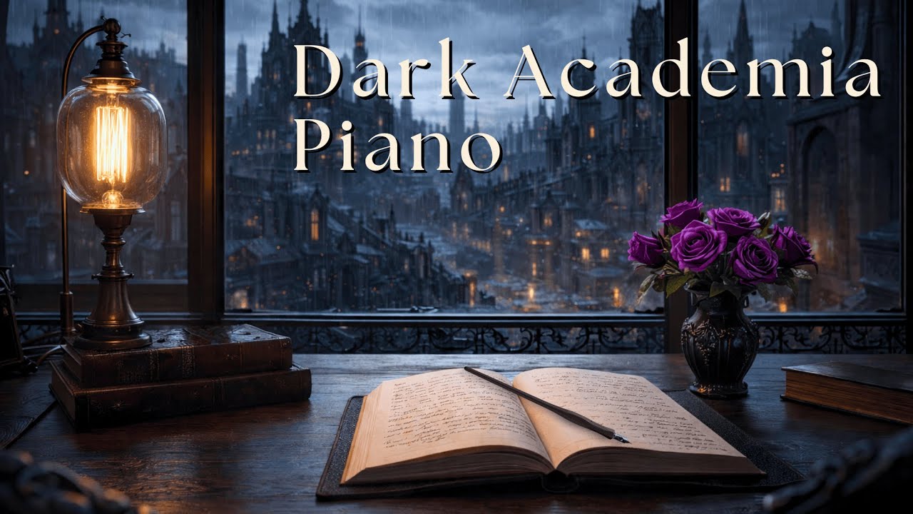Dark Academia Piano for Focus  •  Gothic Study Room in the Rain