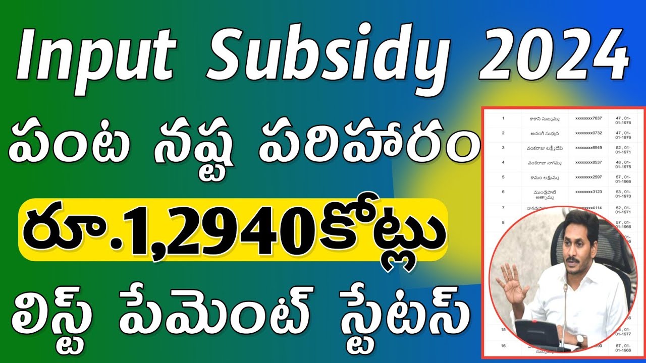 పంట నష్టపరిహారం డబ్బులు విడుదల | Input Subsidy Payment Status 2024